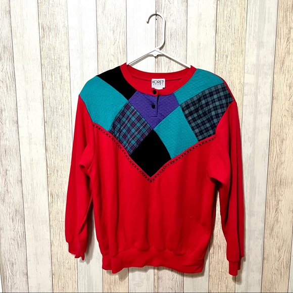 Vintage Tops - Vintage 80s/90s Patchwork Sweatshirt